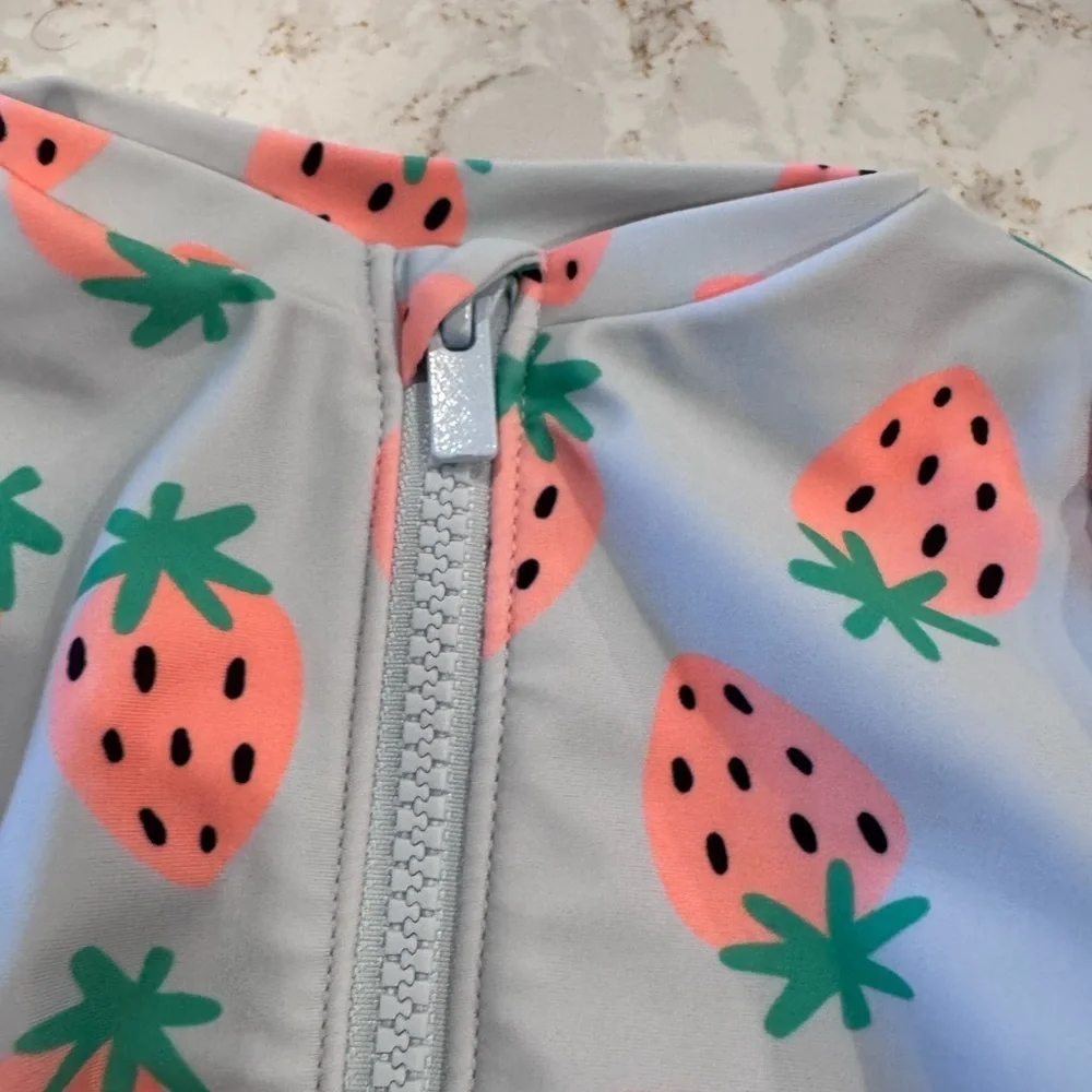 Old Navy 12-18M Strawberry Print Long Sleeve Swimsuit